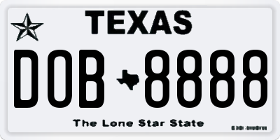 TX license plate DOB8888