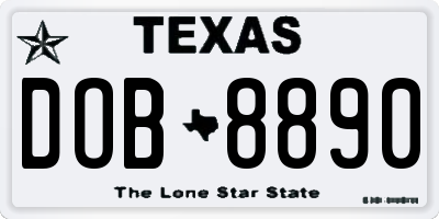 TX license plate DOB8890
