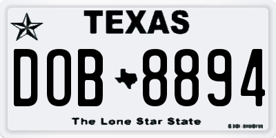 TX license plate DOB8894