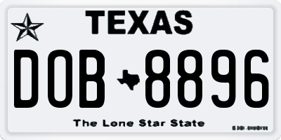 TX license plate DOB8896