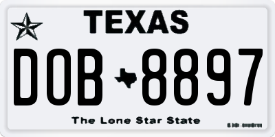 TX license plate DOB8897