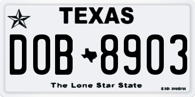 TX license plate DOB8903