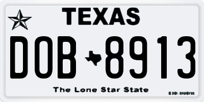 TX license plate DOB8913