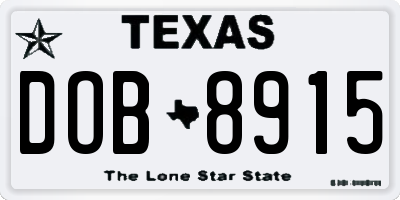 TX license plate DOB8915