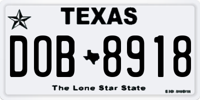 TX license plate DOB8918