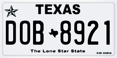 TX license plate DOB8921