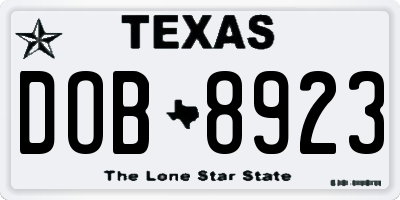 TX license plate DOB8923