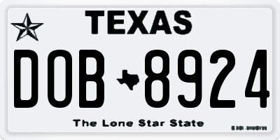 TX license plate DOB8924