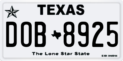 TX license plate DOB8925
