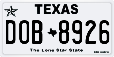 TX license plate DOB8926