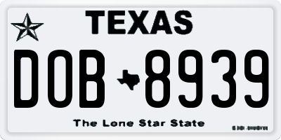 TX license plate DOB8939