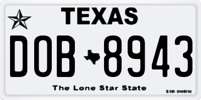 TX license plate DOB8943