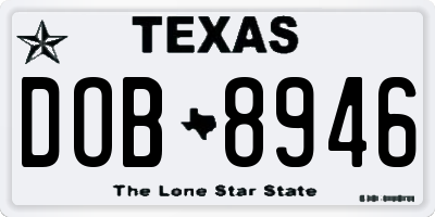 TX license plate DOB8946