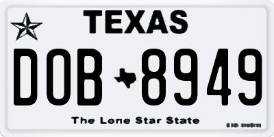 TX license plate DOB8949