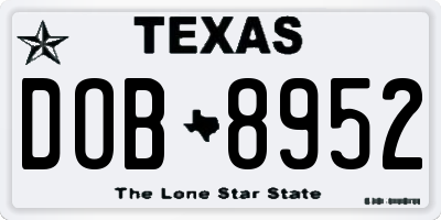 TX license plate DOB8952