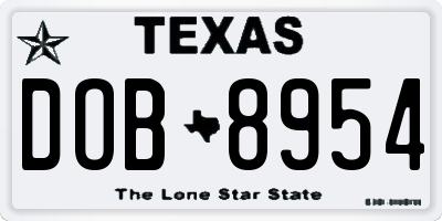 TX license plate DOB8954