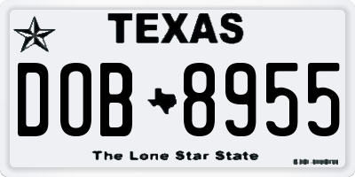 TX license plate DOB8955