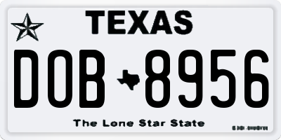 TX license plate DOB8956