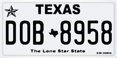 TX license plate DOB8958