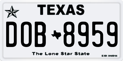 TX license plate DOB8959