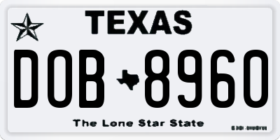 TX license plate DOB8960
