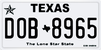 TX license plate DOB8965