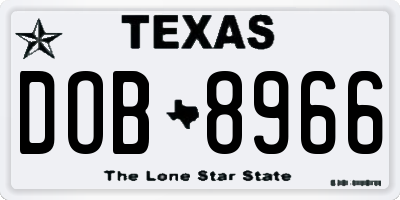 TX license plate DOB8966