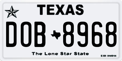 TX license plate DOB8968