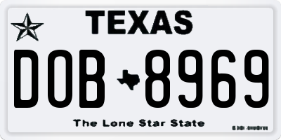 TX license plate DOB8969