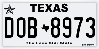 TX license plate DOB8973
