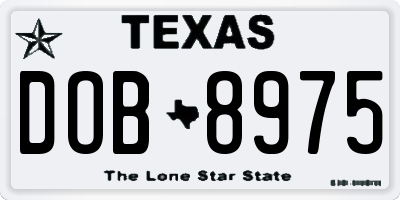 TX license plate DOB8975