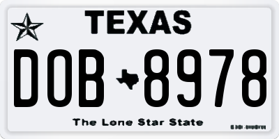 TX license plate DOB8978