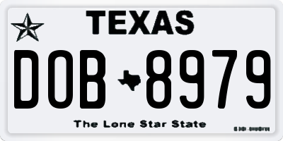 TX license plate DOB8979