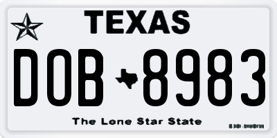 TX license plate DOB8983