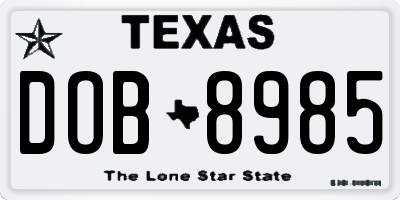 TX license plate DOB8985