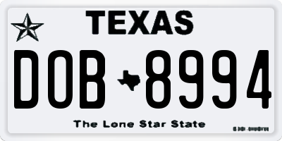 TX license plate DOB8994