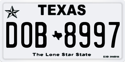TX license plate DOB8997