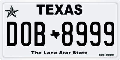 TX license plate DOB8999