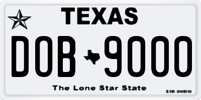 TX license plate DOB9000