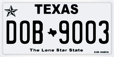 TX license plate DOB9003
