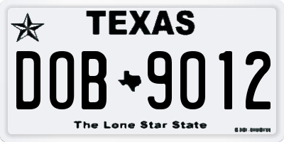 TX license plate DOB9012
