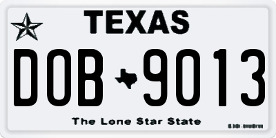 TX license plate DOB9013