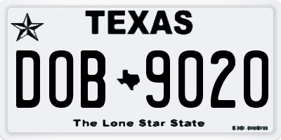 TX license plate DOB9020