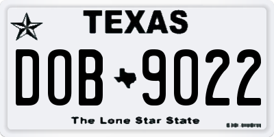 TX license plate DOB9022