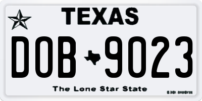 TX license plate DOB9023