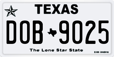 TX license plate DOB9025