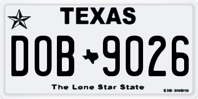 TX license plate DOB9026
