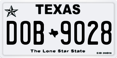 TX license plate DOB9028