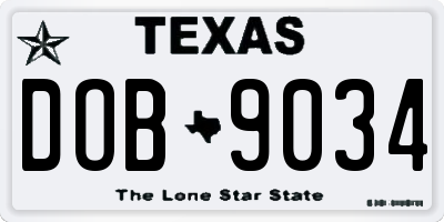 TX license plate DOB9034