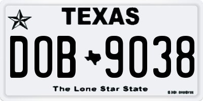 TX license plate DOB9038